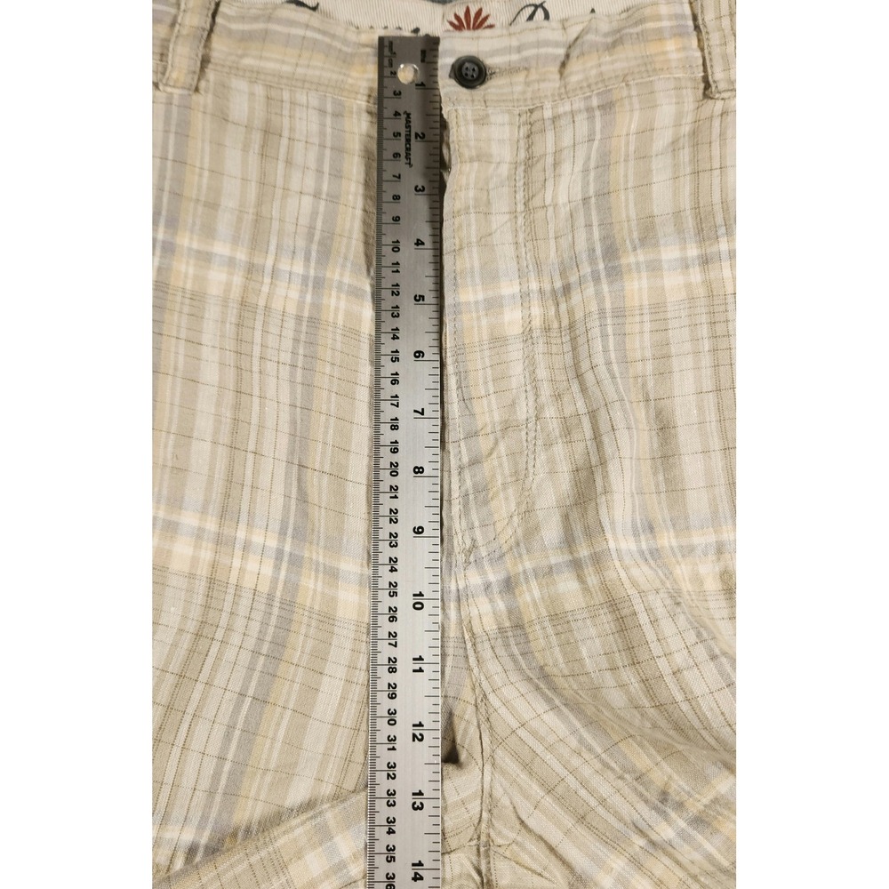 Tommy Bahama Shorts Mens 42 Linen Plaid Beige Silk Blend NEW - Picture 5 of 7